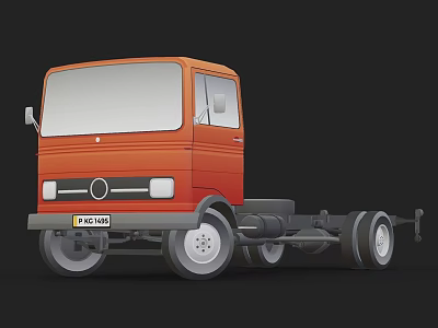 Orange Utility Truck With Cab And Chassis For Functional Transport Solutions 3d model
