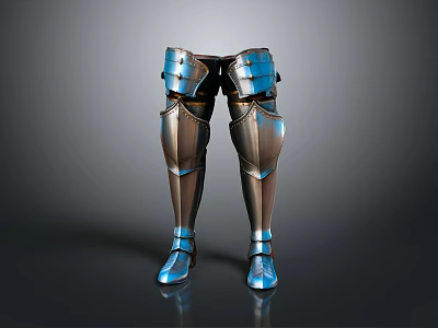 Decorative Steel Leg Armor With Blue Accents Metallic Finish And Shiny Surface 3d model