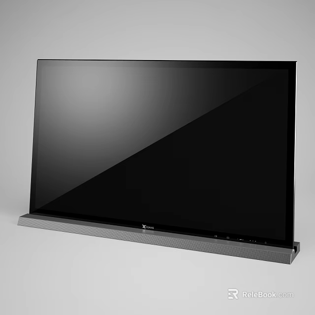 Modern Computer Monitor With Black Sleek Design And Textured Base 3d model 