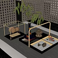 Elegant Decorative Ornament Set With Transparent Display Case Vase Pagoda Figurine On Tray