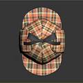 Orange Plaid Hat with Black Bow Flat Brim Soft Fabric Vintage Fashion Design