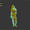 Woman With Purple Hair Black Tank Top Camouflage Pants Arm Tattoos And White Shoes Standing
