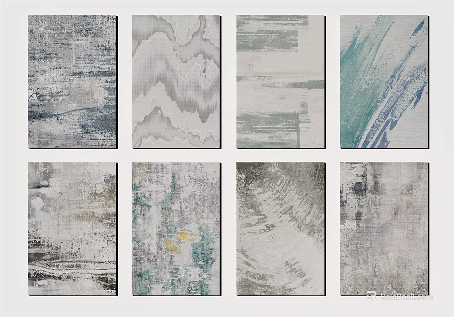 Square Rugs With Abstract Patterns In Neutral Tones For Modern Home Decor 3d model