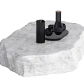 Natural Stone Coffee Table With Textured Surface And Black Decorative Items 3d model