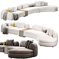 Modern Curved Sectional Sofa With Decorative Pillows And Throw Blanket 3d model