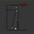Strength Training Cable Machine Featuring Black Frame Red Handles And Weight Stack