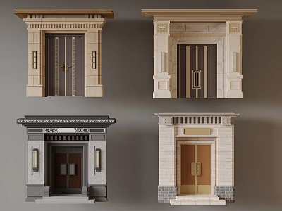 Various Classical Modern Doorway Designs With Stone Wood And Lighting Fixtures 3d model