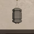 Hanging Multi layered Geometric Fabric Lantern With Beige Shade On Textured Wall 3d model