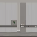 Modern Bedroom Wardrobe In White And Gray With Sliding Doors Storage Shelves And LED Lights