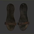 Old Brown Slippers with Red Straps and Worn Soles Vintage Daily Life Essentials