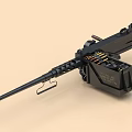 Military Machine Gun With Long Barrel And Ammunition Belt Feed System Design