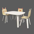 Children's Table with Animal Face Chairs and Light Wood Design for Kids Room