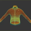 Red Puffer Jacket With Stand Collar Yellow Zipper Padded Design And Reflective Surface 3d model