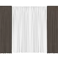 Beige and White Curtains Layered Design with Sheer Middle Panel Modern Home Window Treatment