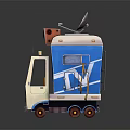 Colorful Mobile TV Vehicle with Satellite Dish TV Screen and Blue White Design