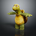 3D Animated Green Turtle Character With Yellow Shell Outstretched Arms And Surprised Expression 3d model