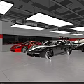 LEE AUTO 4S Store Interior With Brick Wall Bar Counter Large Screen And Car