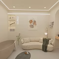 Modern Bright Beauty Hair Salon Interior With White Decor Wooden Stools And Green Plants