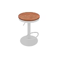 Modern Round Stool With Wooden Seat And White Metal Frame Including Circular Footrest Design