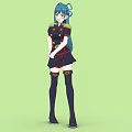 Anime Woman With Blue Hair Ponytail Gold Epaulettes And Dark Uniform