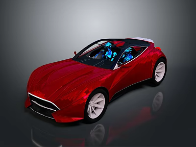 Red Convertible Sports Car With Sleek Modern Design And Blue Interior Seats 3d model