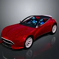 Red Convertible Sports Car With Sleek Modern Design And Blue Interior Seats