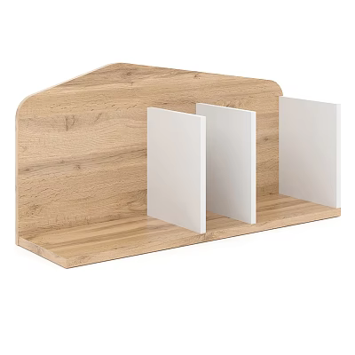 Wooden Storage Shelf with Natural Wood Finish and White Partitions Open Design Organizer 3d model