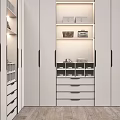 Modern White Wardrobe Interior Design With Open Shelves Drawer Storage And Bags Shoes Organization