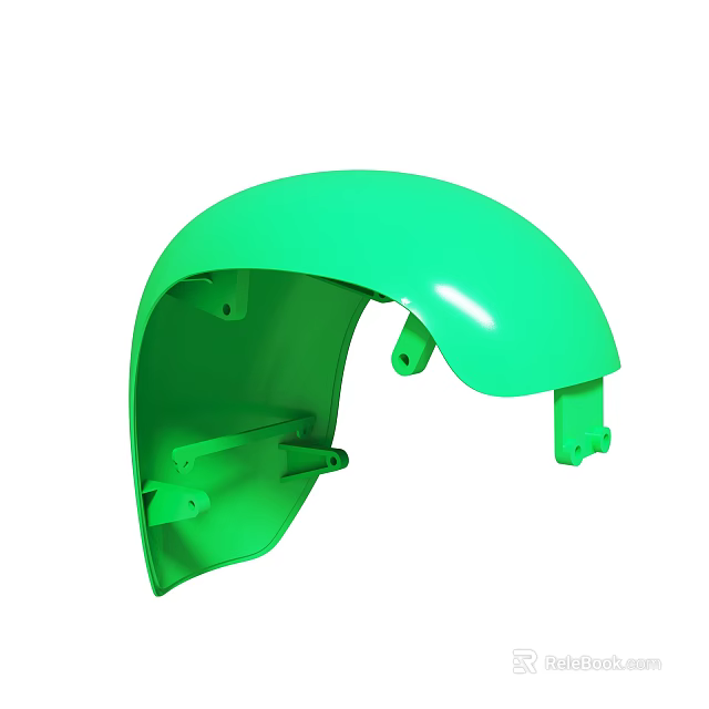 Durable Green Semicircular Protective Cover With Mounting Brackets And Fixing Holes 3d model 