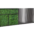 Modern Building Exterior Wall With Green Vertical Garden And Striped Metal Panels Design