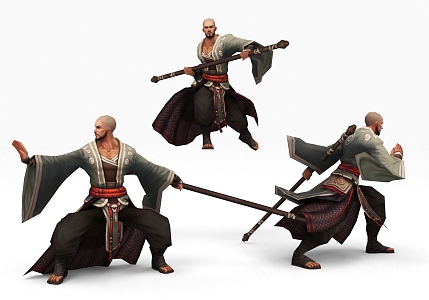 Modern game character stick monk game character 3d model