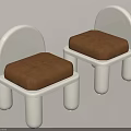 Simple Design Children's Chairs With White Frame And Brown Cushioned Seat