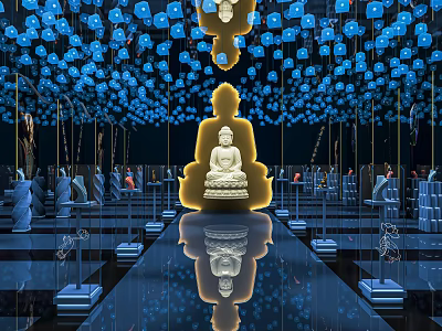 Modern Exhibition Hall Buddha Jewelry Exhibition Hall Jewelry Counter Display Cabinet Jewelry Display Cabinet Display Stand Jewelry Ornaments 3d model