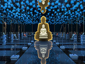 Modern Exhibition Hall Buddha Jewelry Exhibition Hall Jewelry Counter Display Cabinet Jewelry Display Cabinet Display Stand Jewelry Ornaments 3d model