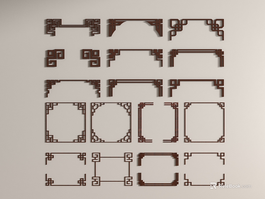 Ornate Intricate Carvings With Decorative Frames Corner Ornaments And Classic Patterns 3d model 