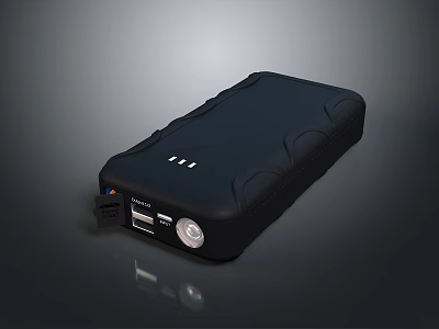 Black Portable Laptop Power Bank With Multiple Ports And LED Light 3d model