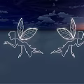 Fairy Shaped Decorative Lights with Wing Design Illuminated in Night Sky