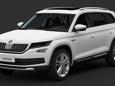 White Skoda Kodiaq SUV With Modern Exterior Design And Sleek Body 3d model
