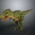 Realistic Tyrannosaurus Rex Dinosaur Figure With Green Striped Skin Open Mouth And Sharp Teeth