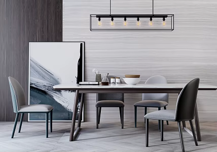 Modern Dining Table and Chair Combination Luxury Dining Table and Chair Combination 3d model