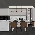 Modern dining table and chair combination 3d model