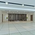Spacious Modern Hotel Lobby Design With Marble Reception Green Plants And Tiled Floor
