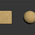 Wooden Cube And Sphere With Natural Wood Grain On Black Glossy Surface