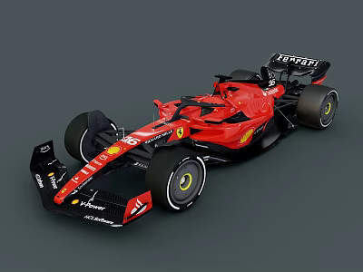 Red Ferrari Racing Car Aerodynamic Exterior Design With Black Accents And Wheels 3d model