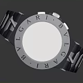 BVLGARI Chronograph Watch With Black Dial White Markers And Blue Perforated Strap