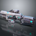 Futuristic Sci Fi Weapon With Metallic Design Green Glowing Accents And Scope