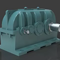 Heavy Duty Green Industrial Gearbox With Circular Components And Extending Shaft