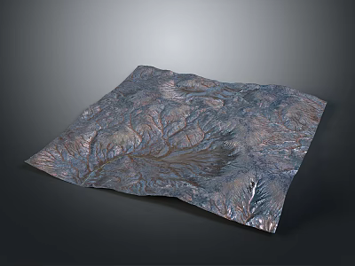 Realistic 3D Textured Folded Terrain Sheet Model With Detailed Surface And Dark Backdrop 3d model