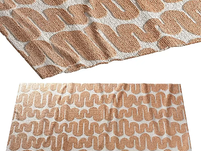 Brown And White Square Rug With Geometric Wave Pattern Textured Weave Design 3d model