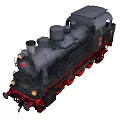 Vintage Black Steam Locomotive Model With Red Wheels And Metal Details